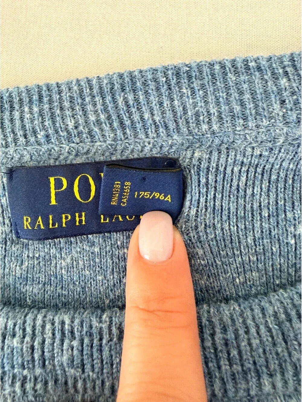 Polo Ralph Lauren Blue 100% Cotton Crewneck Sweater Men’s M Pony Logo